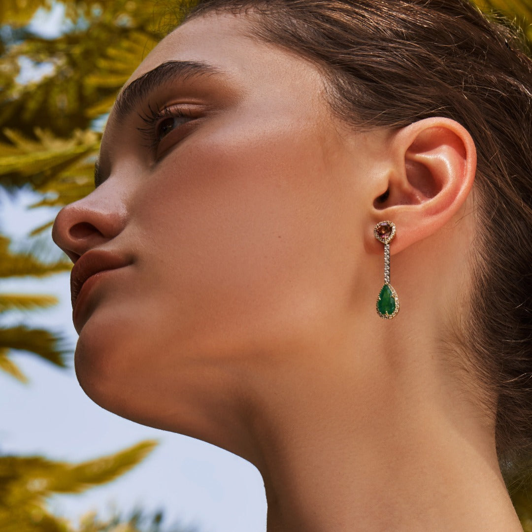 Bita Earrings in Emerald/Tourmaline